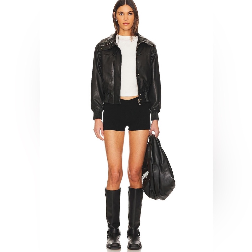 ALLSAINTS Etta Jacket Black Leather Size US 00 - Picture 3 of 7